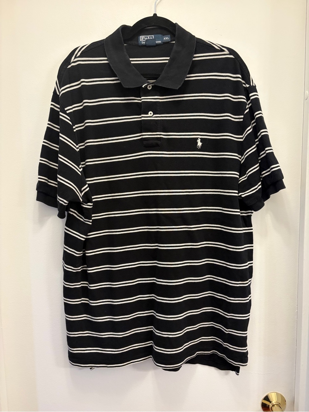 Polo Ralph Lauren Polo Shirt Mens XXL 2XL 100% Cotton Short Sleeve Black White